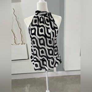 Allison Taylor Black and White Geometric Blouse